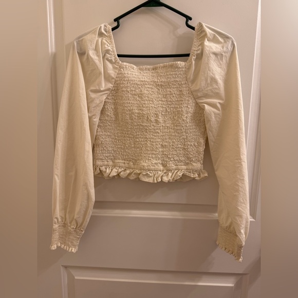 American Rag Cream Ruffle Smocked Blouse - Picture 2 of 3